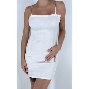 Queen Bees Smocked White Mini Dress Size Small